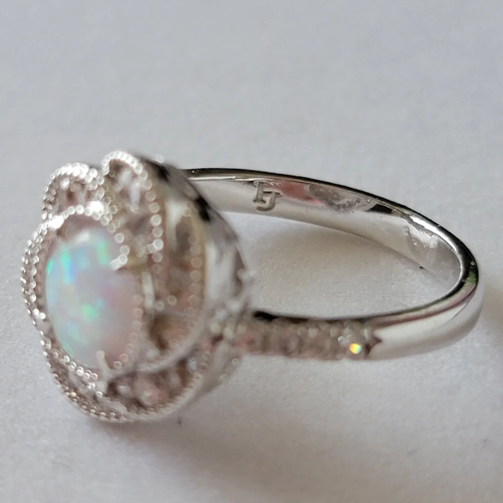 Floral Opal and Diamond Simulated Stone Ring | Fragrant Jewels